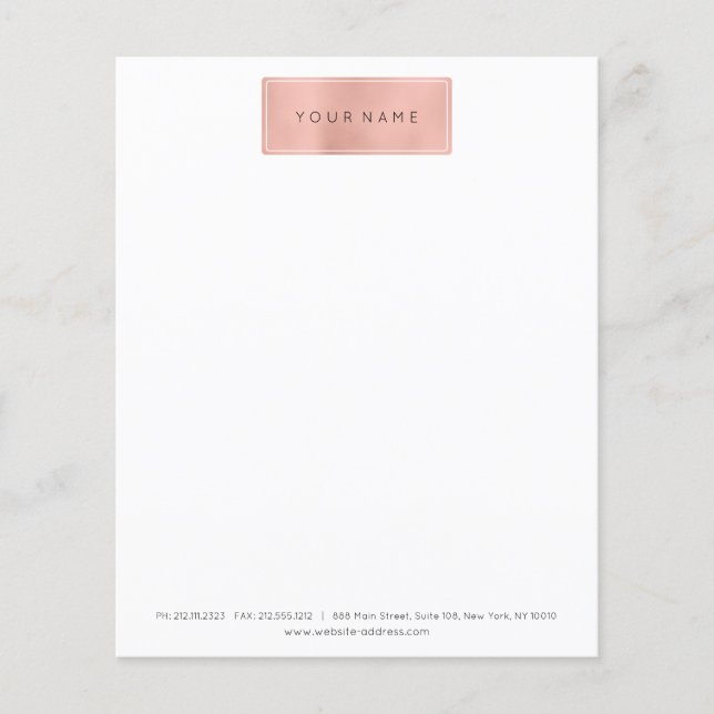 Pink Rose Gold Powder Metallic Stylist Letter Head Flyer (Front)