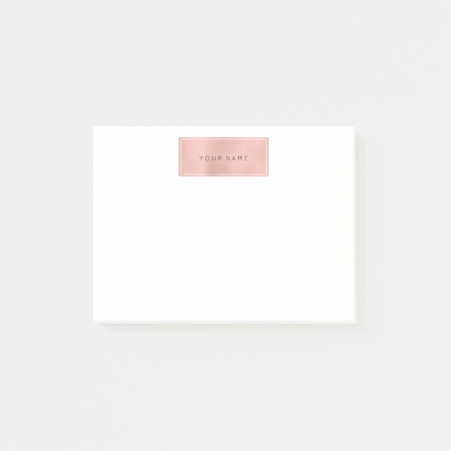 Pink Rose Gold Powder Rectangle Luxury Post-it Notes (Front)