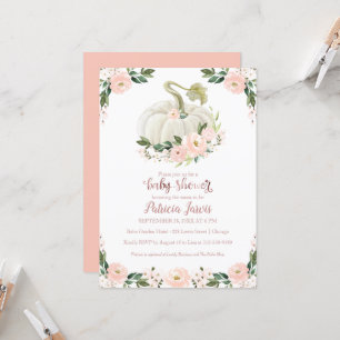 Pink Rose Gold Pumpkin Girl Baby Shower Invitation