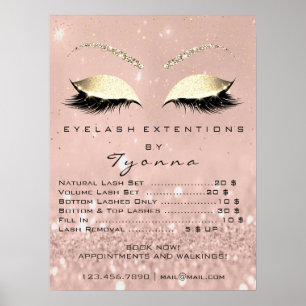 Pink Rose Gold Skinny Eyes Lashes Prices Poster