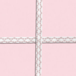 Pink Rose Gold Snowflake Winter Sweet 16 Satin Ribbon