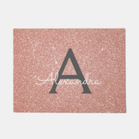 Pink - Rose Gold Sparkle Glitter Monogram Name