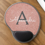 Pink Rose Gold Sparkle Glitter Monogram Name Gel Mouse Pad<br><div class="desc">Blush Pink - Rose Gold and Charcoal Grey (Grey) Sparkle Glitter Monogram Name Monogram Mousepad. This Mousepad can be customised to include your first name. Please contact the designer for customised matching items.</div>