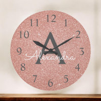 Pink Rose Gold Sparkle Glitter Monogram Name