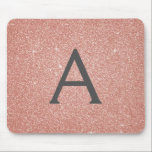 Pink Rose Gold Sparkle Glitter Monogram Name Mouse Pad<br><div class="desc">Blush Pink - Rose Gold  and Charcoal Grey (Grey) Sparkle Glitter Monogram Name Mousepad for the office or back to school. This Mousepad can be customised to include your first name.</div>