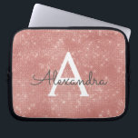 Pink Rose Gold Sparkle Modern Monogram Name Laptop Sleeve<br><div class="desc">Pink Rose Gold Sparkle Modern Monogram Name Sleeve. This sleeve can be customised to include your initial and first name.</div>