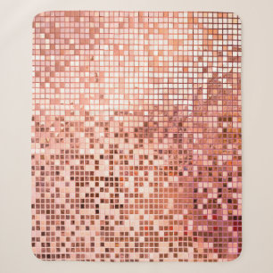 Pink rose gold square mosaic tiles sherpa blanket