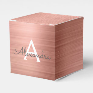 Pink Rose Gold Stainless Steel Monogram Favour Box