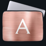 Pink Rose Gold Stainless Steel Monogram Laptop Sleeve<br><div class="desc">Rose Gold - Blush Pink Faux Stainless Steel Metallic Foil Modern and Elegant Monogram Sleeve. This monogrammed personalised laptop sleeve can be customised to include your initial and first name and makes a perfect Christmas or Birthday Gift.</div>