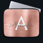 Pink Rose Gold Stainless Steel Monogram Laptop Sleeve<br><div class="desc">Pink Rose Gold Faux Stainless Steel Elegant Monogram Sleeve. This sleeve can be customised to include your initial and first name.</div>