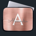 Pink Rose Gold Stainless Steel Monogram Laptop Sleeve<br><div class="desc">Pink Rose Gold Faux Stainless Steel Elegant Monogram Sleeve. This sleeve can be customised to include your initial and first name.</div>