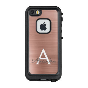 Pink Rose Gold Stainless Steel Monogram LifeProof FRÄ’ iPhone SE/5/5s Case