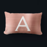 Pink Rose Gold Stainless Steel Monogram Name Lumbar Cushion<br><div class="desc">Blush Pink - Rose Gold Foil  Brushed Metal Monogram Name and Initial Pillow. The monogrammed pillow makes the perfect Bridal Shower,  Bachelorette Party,  Baby Shower,  Wedding or Sweet 16,  18th,  21st,  30th,  40th,  50th,  or 60th Birthday gift for someone decorating her room in elegant and modern rose gold.</div>