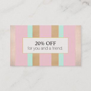 Pink Rose Gold Striped Salon Referral Discount