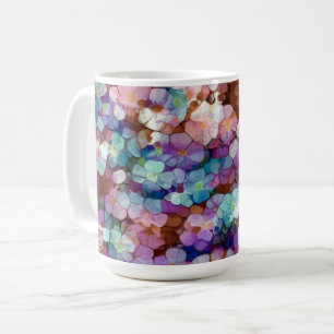 Pink Rose Gold Teal Mosaic Millefiori Flowers Coffee Mug