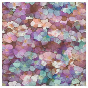 Pink Rose Gold Teal Mosaic Millefiori Flowers Fabric