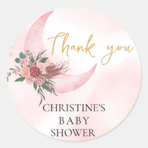 Pink rose gold We are over the Moon Thank you Classic Round Sticker