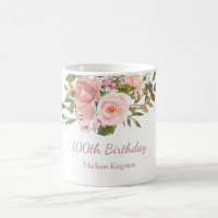 Pink Rose Gold Womans 100th Birthday Party Gift
