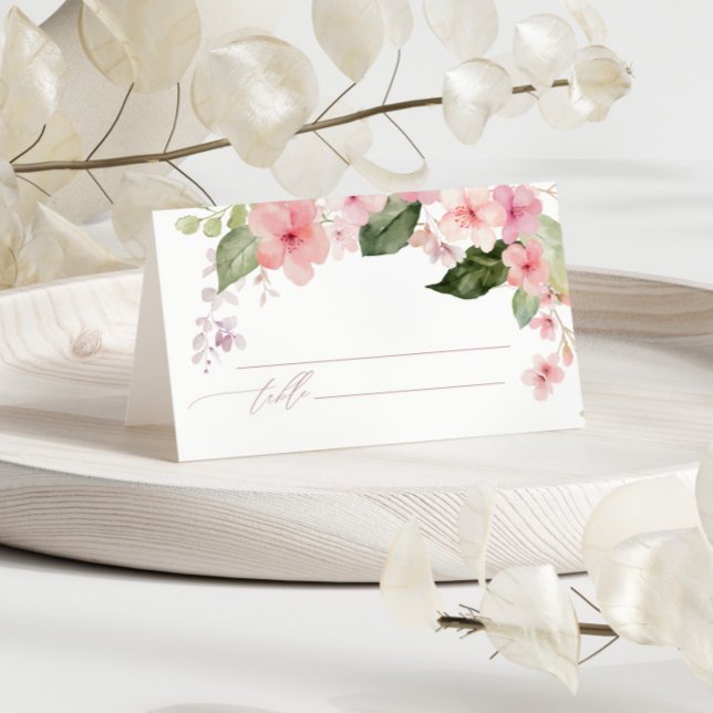 Pink Rose & Green Wedding  Place Card (Creator Uploaded)