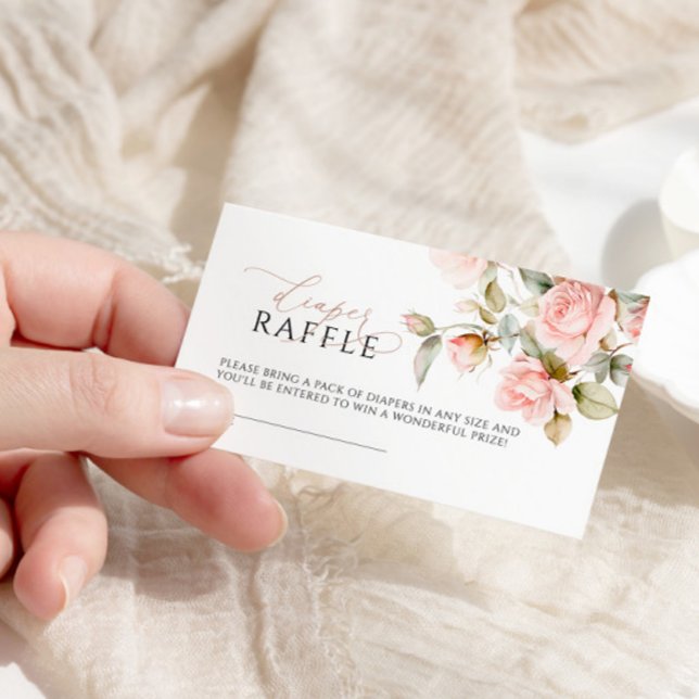 Pink Rose & Greenery Diaper Raffle Ticket  Enclosure Card (Creator Uploaded)