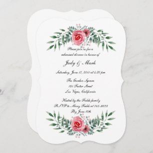 Pink Rose Greenery Foliage Rehearsal Dinner Invitation