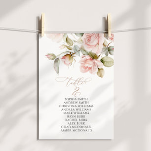 Pink Rose & Greenery Table Number 2 Seating Chart