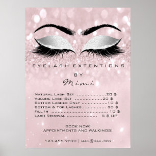 Pink Rose Grey Grey  Makeup Eyes Lashes Prices Poster