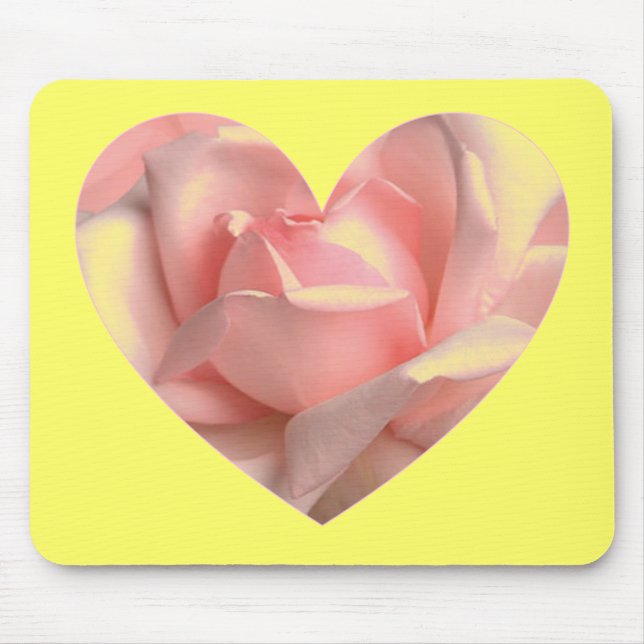 Pink Rose Heart Mouse Pad (Front)