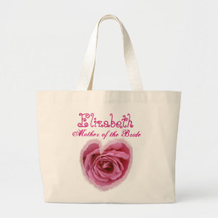 Pink Rose Heart Personalised Mother of the Bride Large Tote Bag