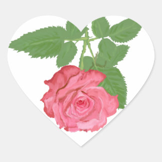 Pink rose heart sticker