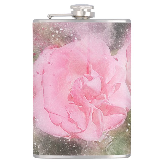 Pink Rose Hip Flask (Front)