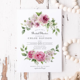 Pink Rose Hydrangea Floral Arch Bridal Shower Invitation