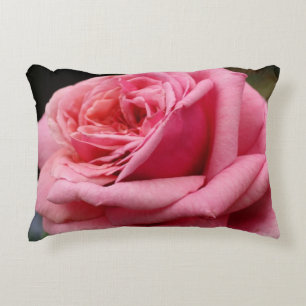 Pink Rose I Pretty Floral Photography Decorative Cushion