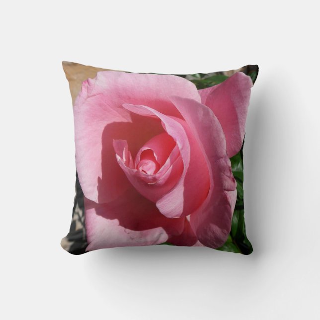 Pink Rose III Garden Floral Cushion (Front)