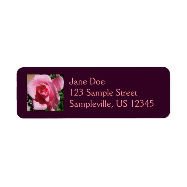 Pink Rose III Garden Floral Return Address Label (Front)
