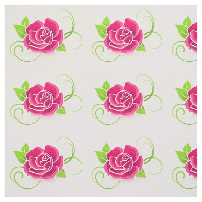 Pink Rose Illustration Fabric (Swatch)