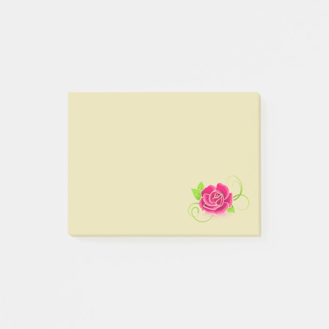 Pink Rose Illustration Post-it Notes (Front)