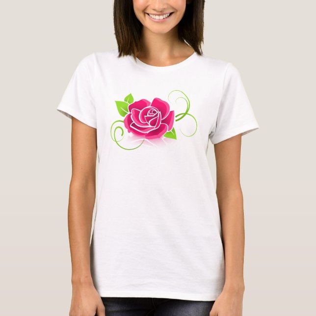 Pink Rose Illustration T-Shirt (Front)