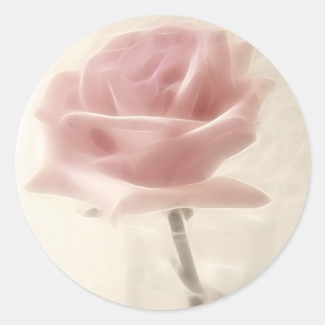 Pink Rose Impression Classic Round Sticker (Front)