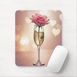 Pink Rose In Champagne Flute Mouse Pad