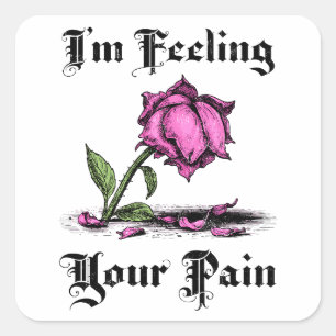 Pink Rose in Despair Square Sticker