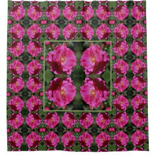 Pink Rose In Full Bloom Abstract Pattern Shower Curtain