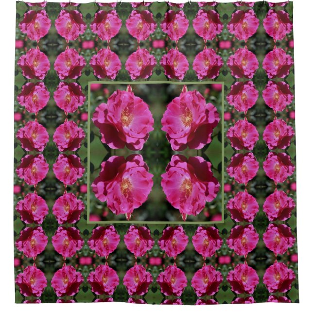 Pink Rose In Full Bloom Abstract Pattern  Shower Curtain (Front)