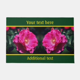 Pink Rose In Full Bloom Close Up Personalised Doormat