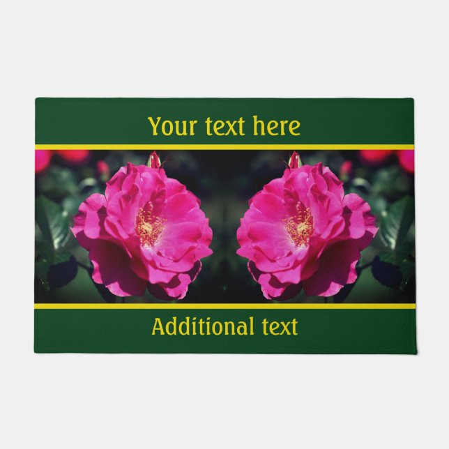 Pink Rose In Full Bloom Close Up Personalised Doormat (Front)
