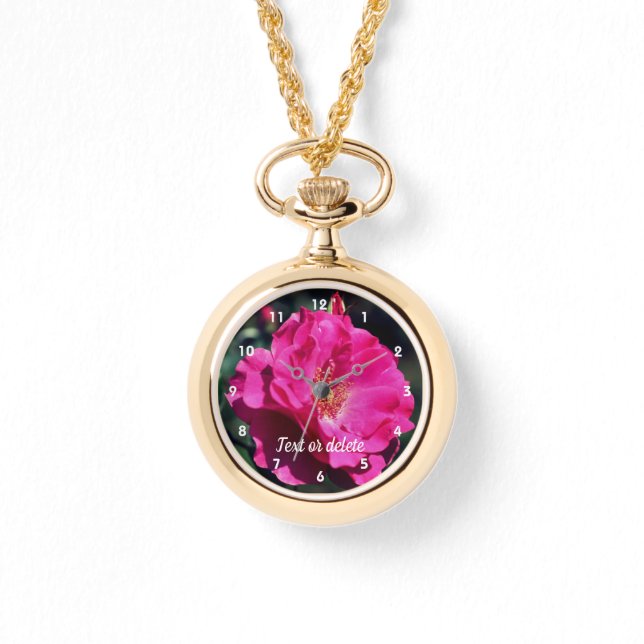 Pink Rose In Full Bloom Close Up Personalised  Watch (Front)