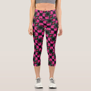 Pink Rose In Full Bloom Pattern Capri Leggings