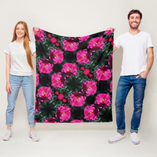 Pink Rose In Full Bloom Pattern Fleece Blanket