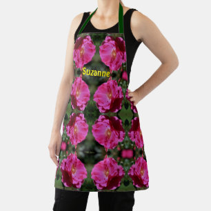 Pink Rose In Full Bloom Pattern Personalised Apron