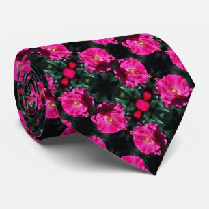 Pink Rose In Full Bloom Pattern   Tie